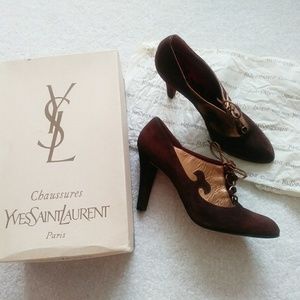 HP🎉 💯 YSL vtg suede bootie heels saint Laurent